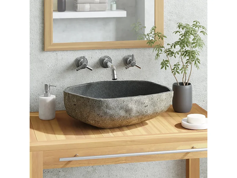 Vasque en pierre de rivière Ovale 45-53 cm  WVGQ8445