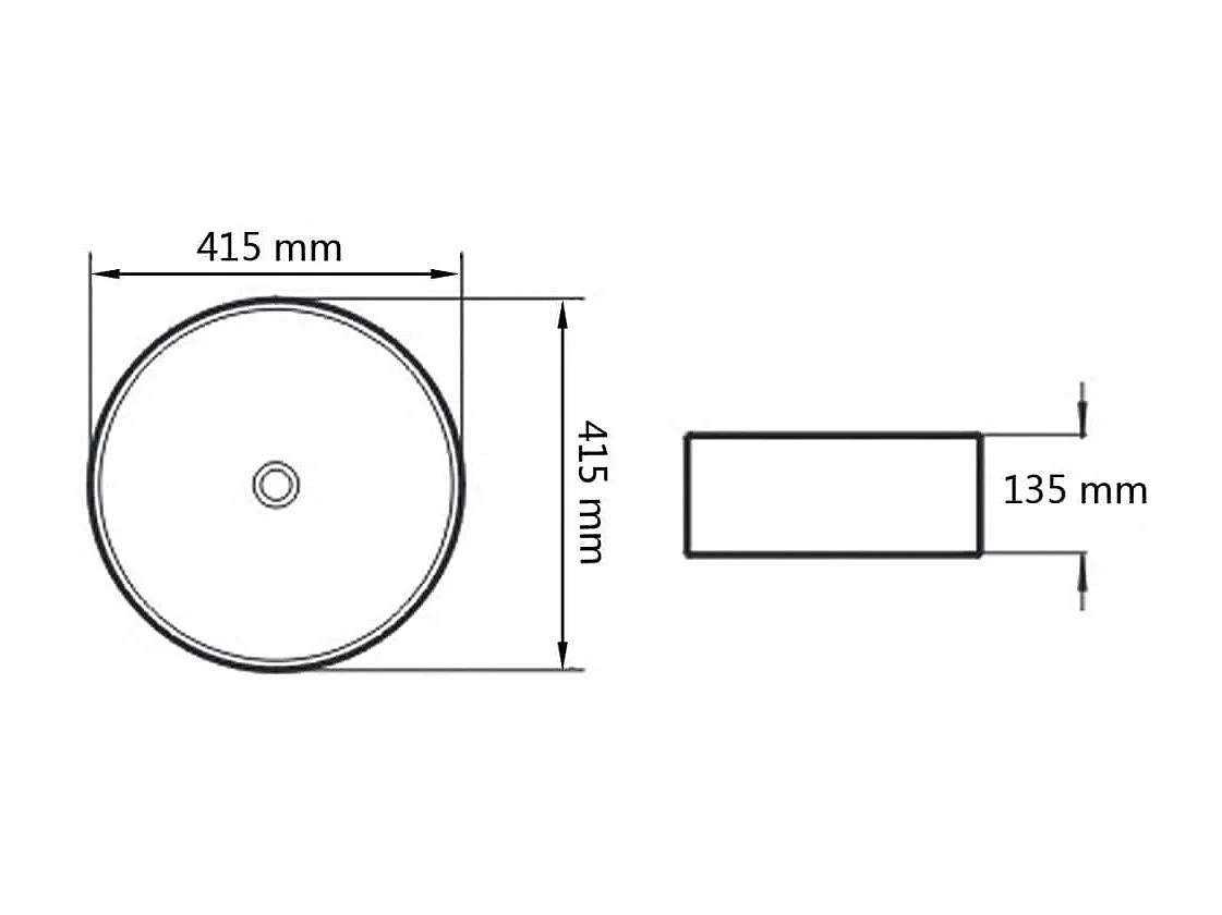 Lavabo redondo de cerámica negro 41,5x13,5 cm ES66381