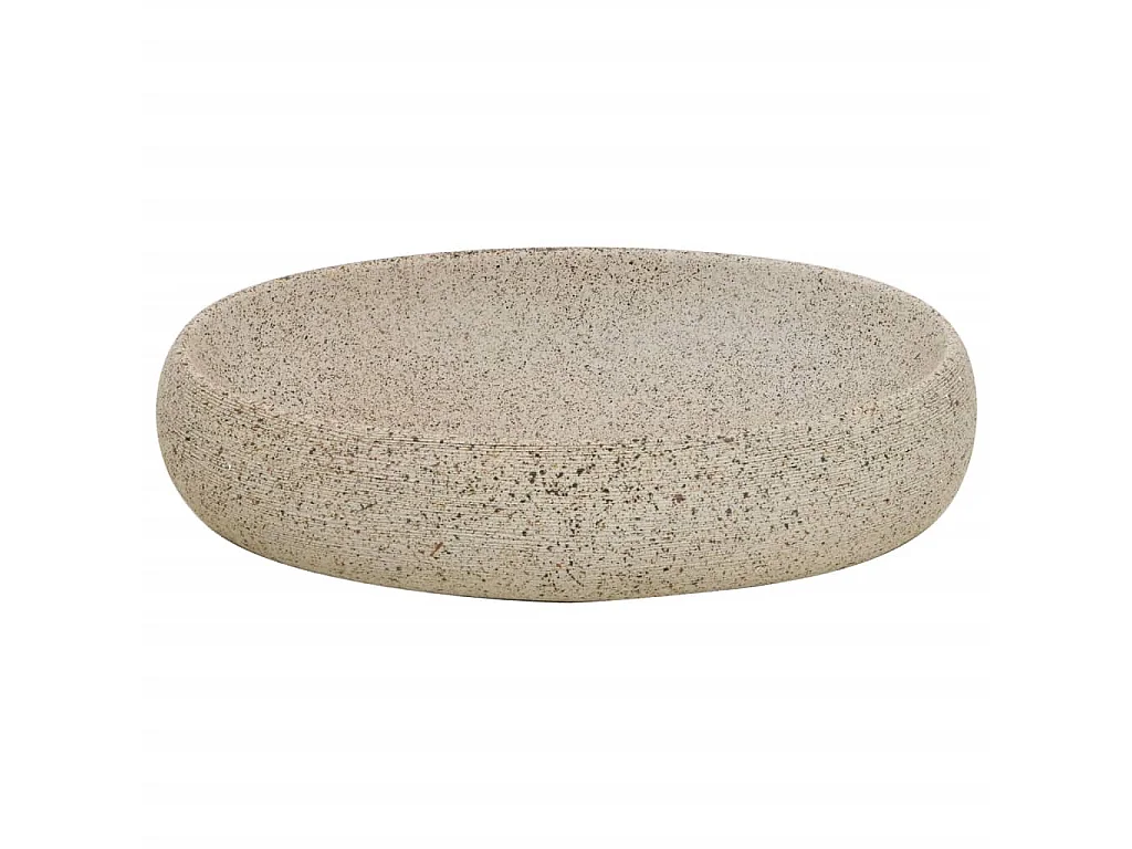 Lavatório de bancada oval 59x40x15 cm cerâmica cor de areia PT138130