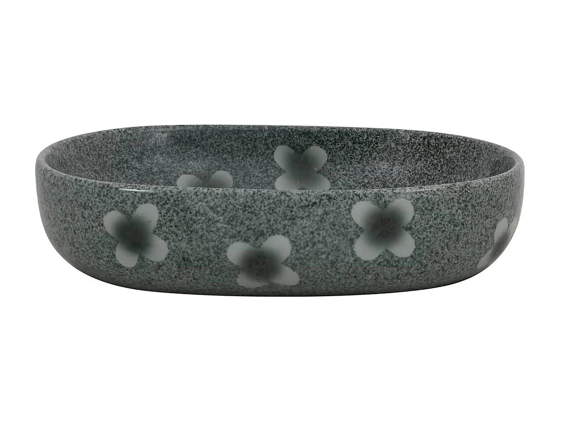 Lavatório de bancada oval 59x40x14 cm cerâmica azul PT717076