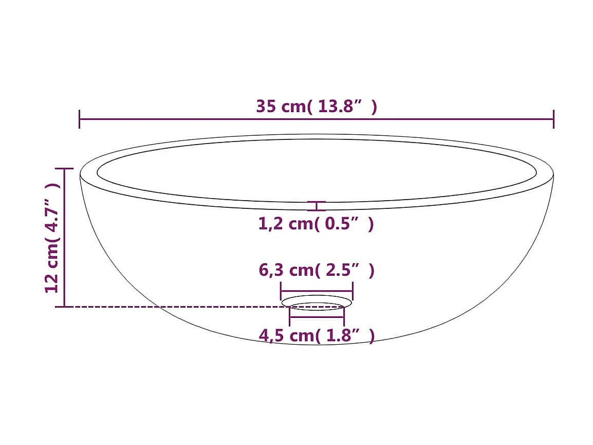 Vasque Verre trempé 35x12 cm Doré WVGQ8131