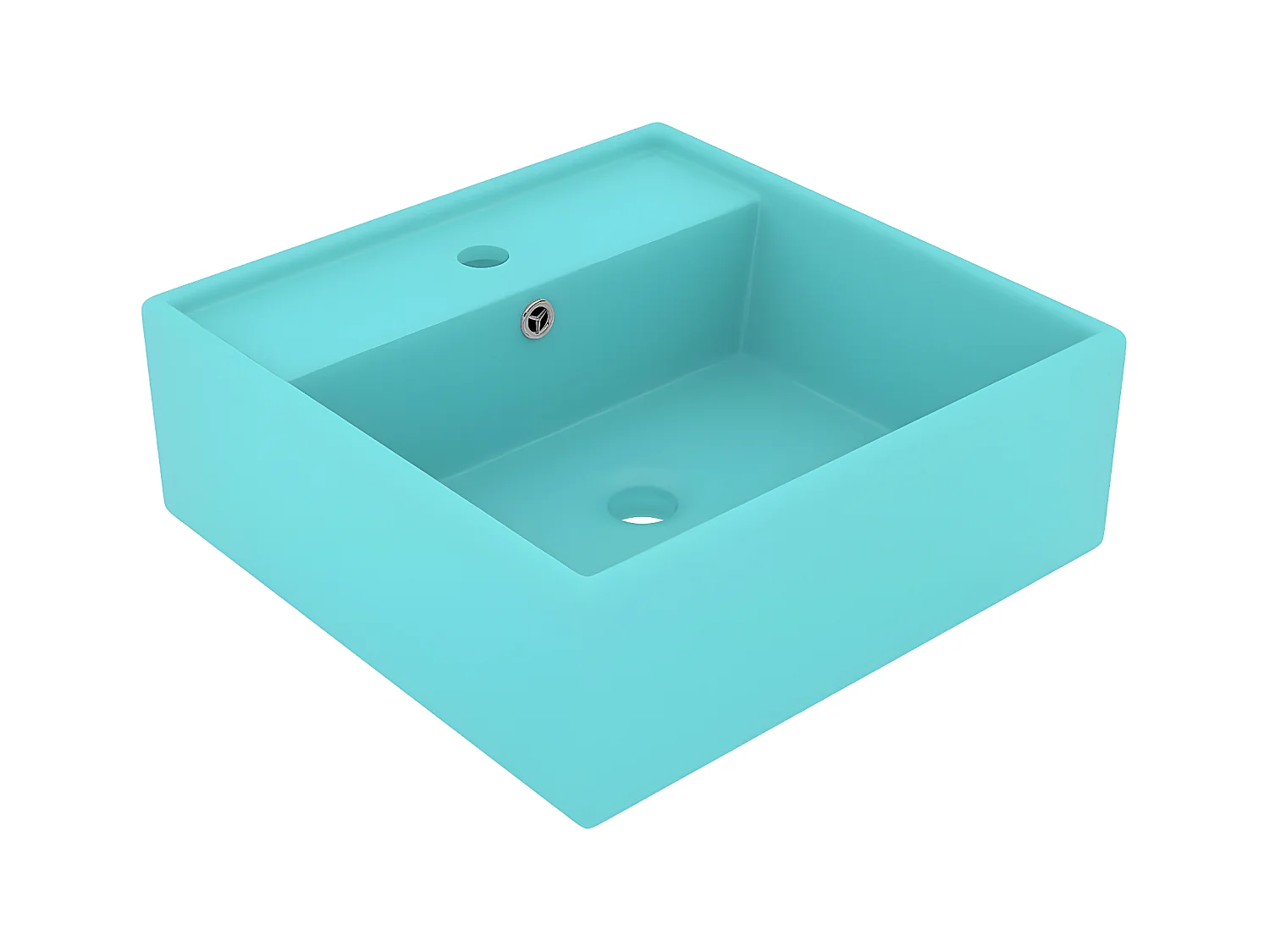 Vasque carré à trop-plein Vert clair mat 41x41 cm Céramique WVGQ4053