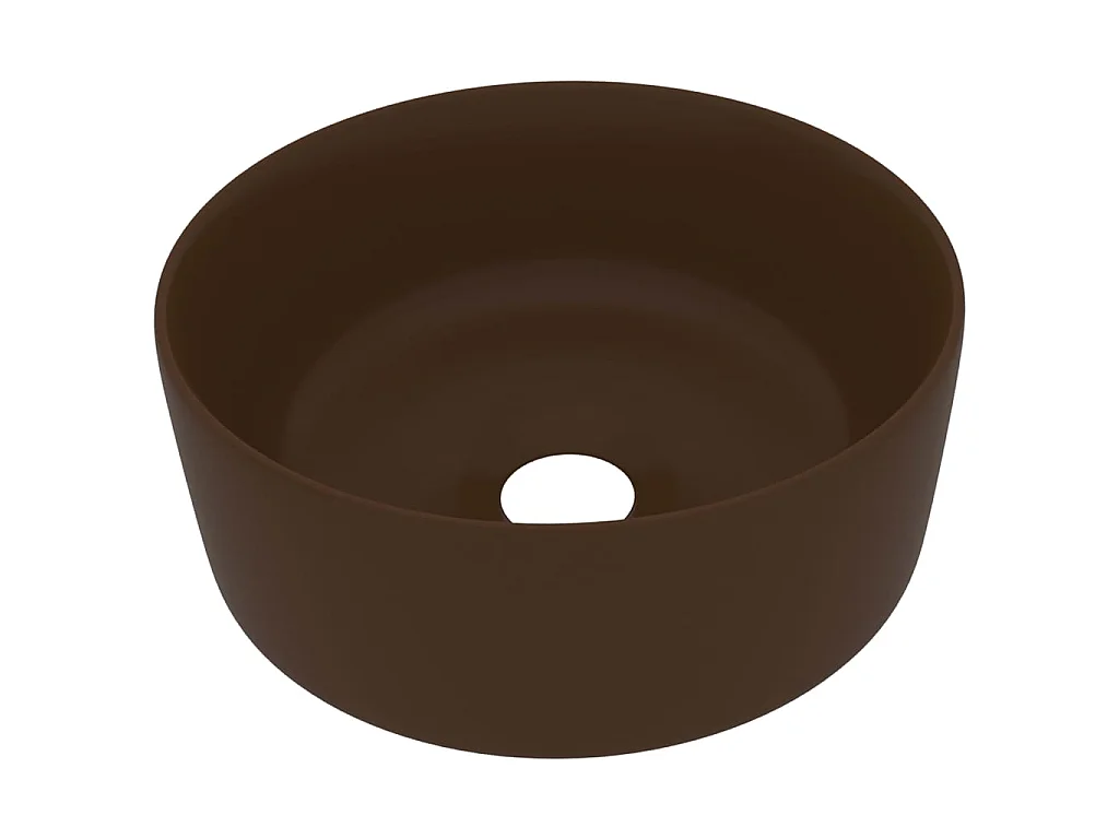 Lavatório luxuoso redondo 40x15cm cerâmica castanho-escuro mate PT160306