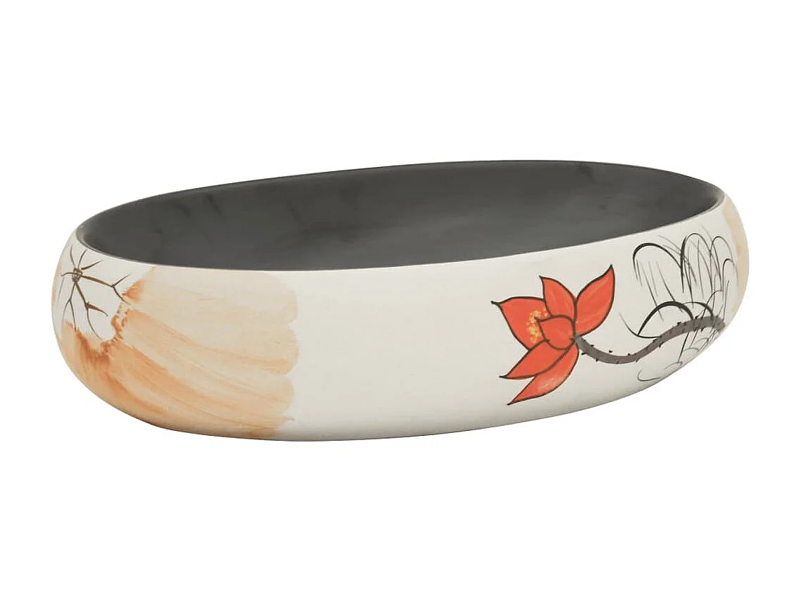 Lavatório de bancada oval 59x40x15 cm cerâmica multicor PT445172