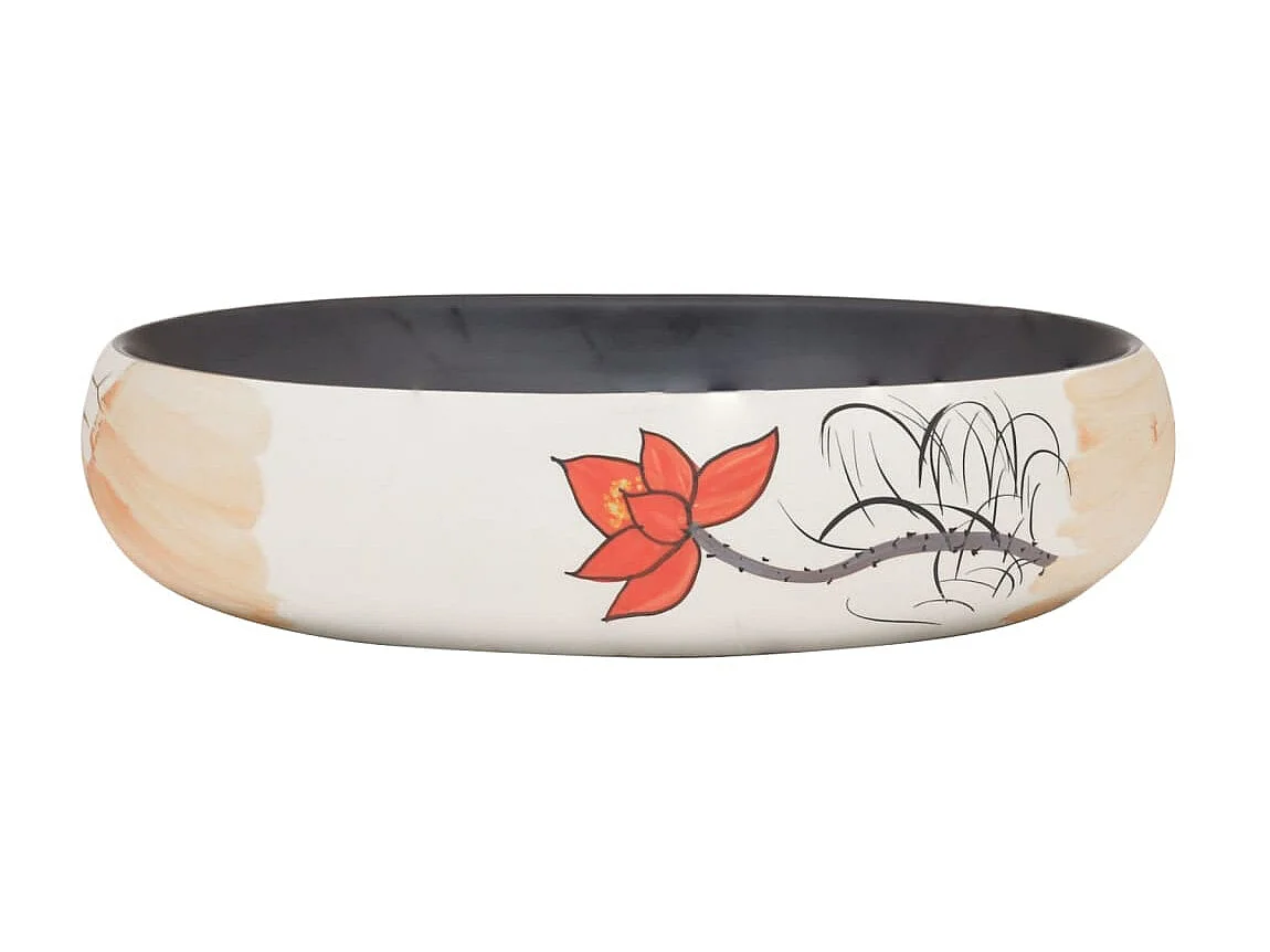 Lavatório de bancada oval 59x40x15 cm cerâmica multicor PT445172