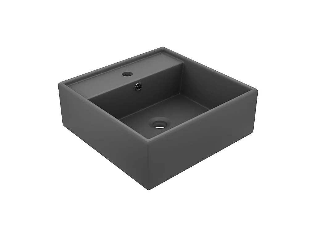 Vasque carré à trop-plein Gris foncé mat 41x41 cm Céramique WVGQ8627