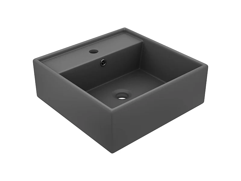Vasque carré à trop-plein Gris foncé mat 41x41 cm Céramique WVGQ8627
