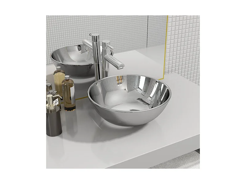 Lavabo de cerámica plateado 28x10 cm ES66577