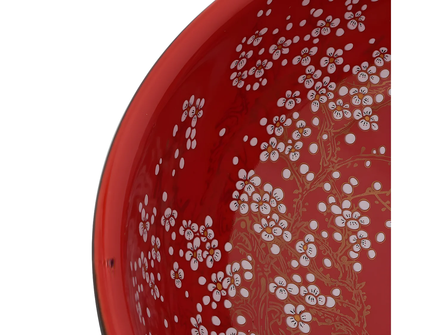 Lavabo sobre encimera redondo cerámica rojo y negro Φ41x14 cm ES66234