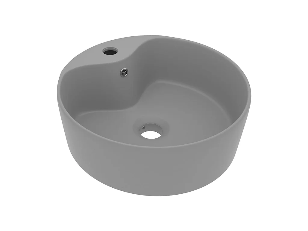 Vasque de luxe avec trop-plein Gris clair mat 36x13cm Céramique WVGQ7751