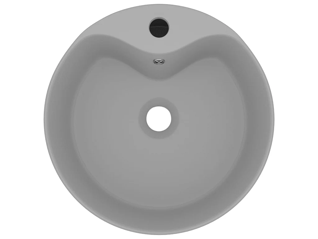 Vasque de luxe avec trop-plein Gris clair mat 36x13cm Céramique WVGQ7751
