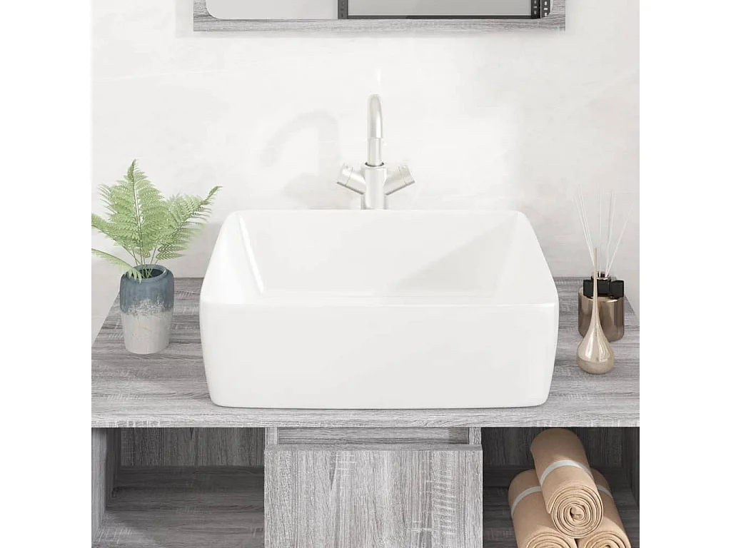 Vasque blanc 48x37x13 cm céramique rectangle WVGQ8211