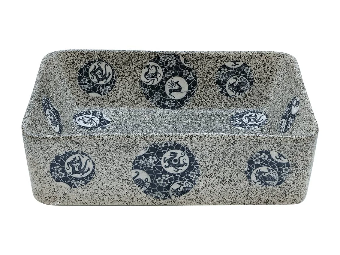 Lavatório de bancada retangular 46x35,5x13 cm cerâmica multicor PT875363