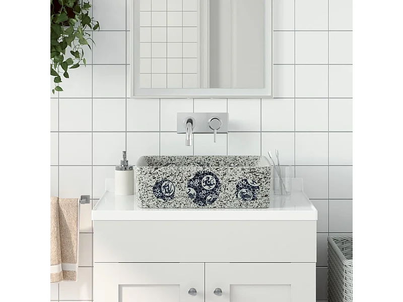 Lavatório de bancada retangular 46x35,5x13 cm cerâmica multicor PT875363