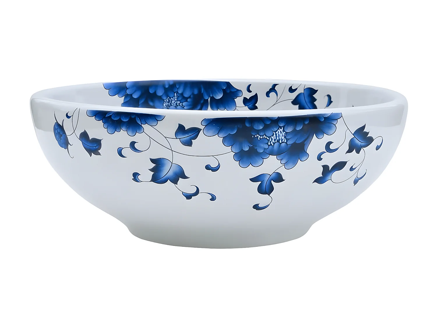 Vasque à poser blanc et bleu rond Φ41x14 cm céramique WVGQ3829