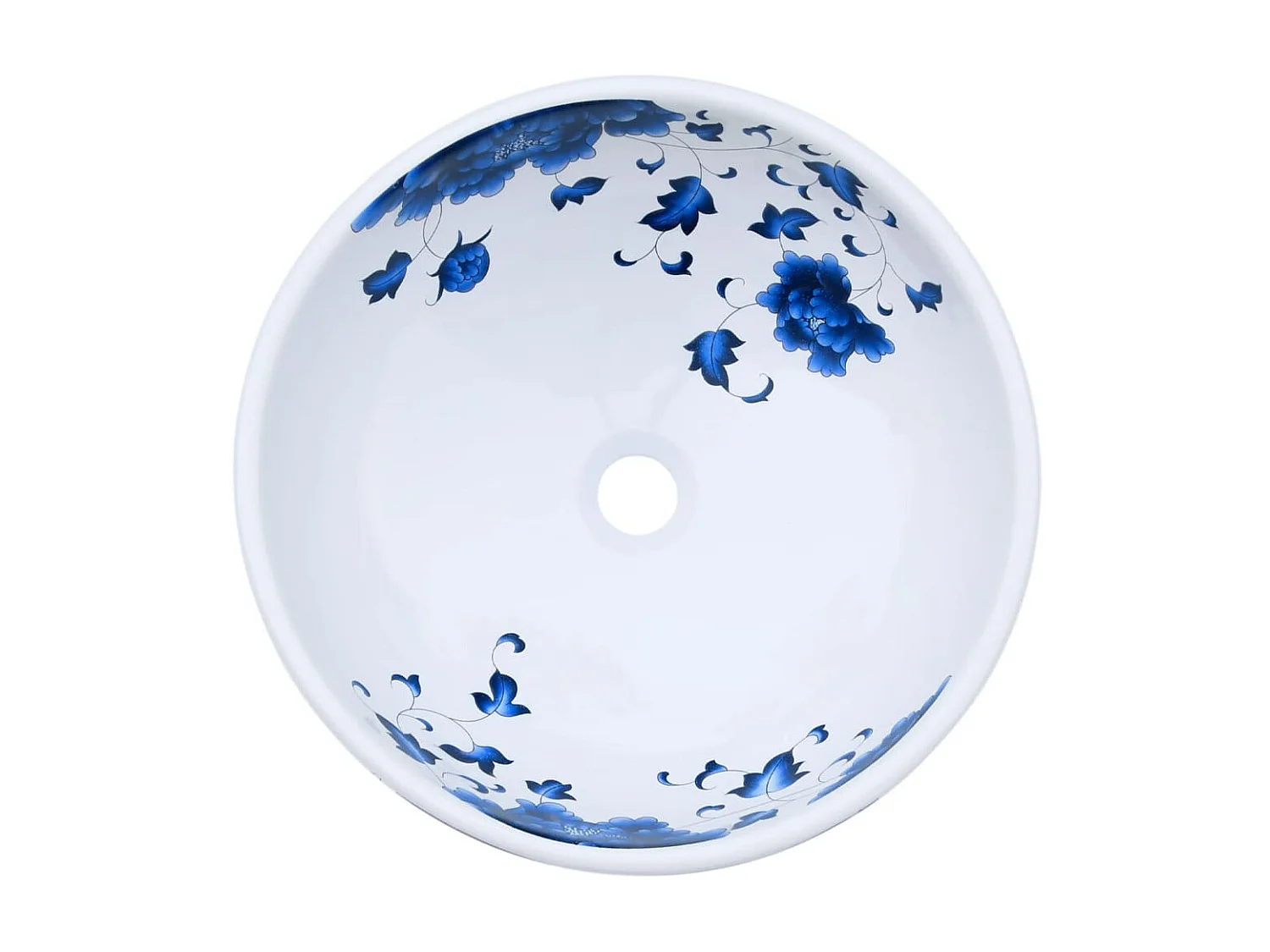 Vasque à poser blanc et bleu rond Φ41x14 cm céramique WVGQ3829