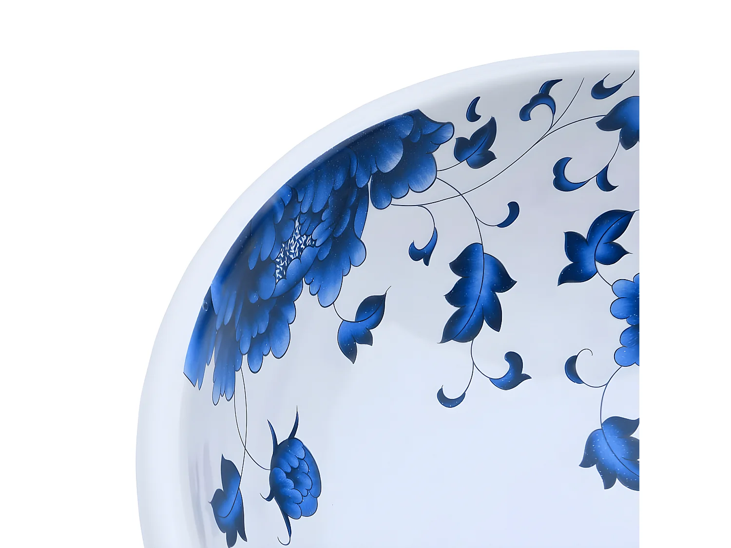 Vasque à poser blanc et bleu rond Φ41x14 cm céramique WVGQ3829