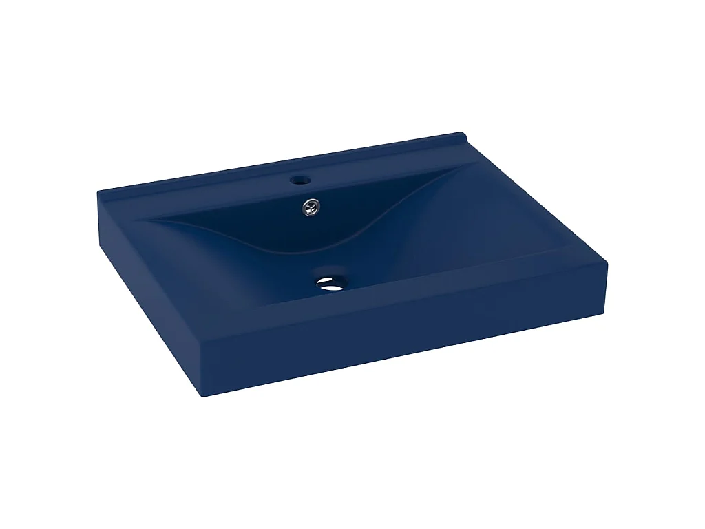 Vasque avec trou de robinet Bleu foncé mat 60x46 cm Céramique WVGQ1540