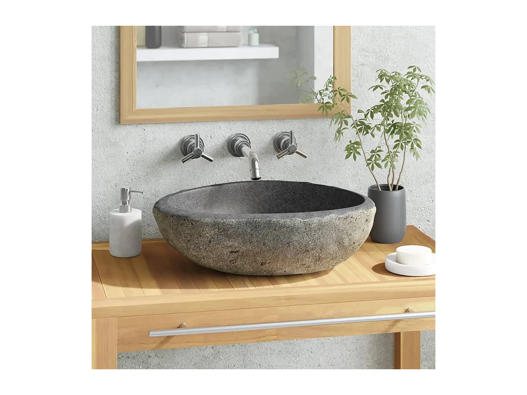 Vasque en pierre de rivière Ovale 29-38 cm WVGQ1156