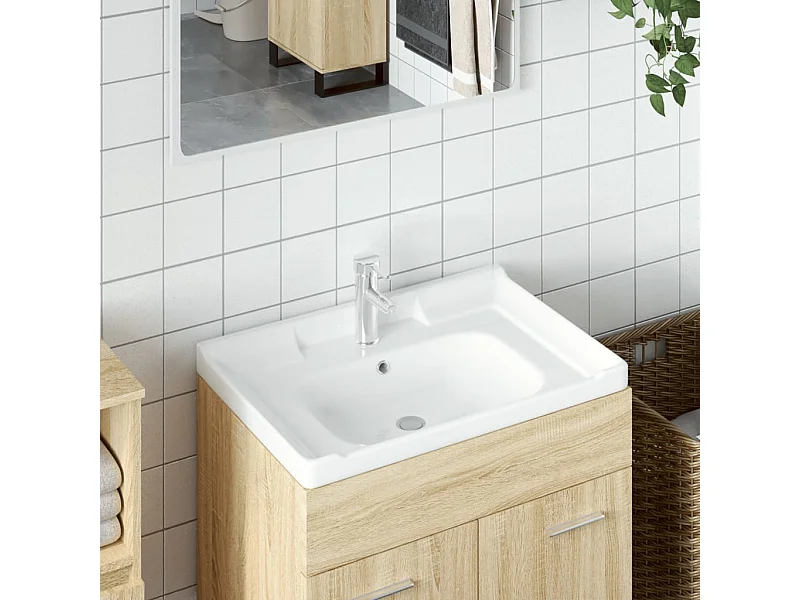 Lavabo de baño rectangular cerámica blanco 61x48x23 cm ES66421