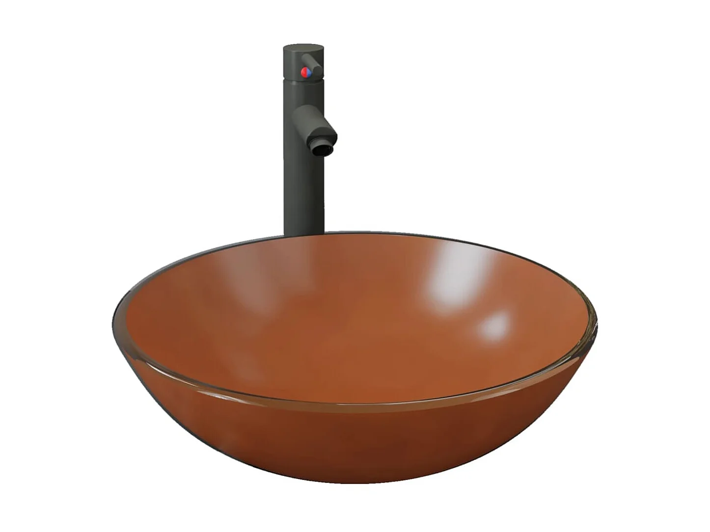 Vasque de bain avec robinet et drain à poussoir Verre trempé WVGQ7992