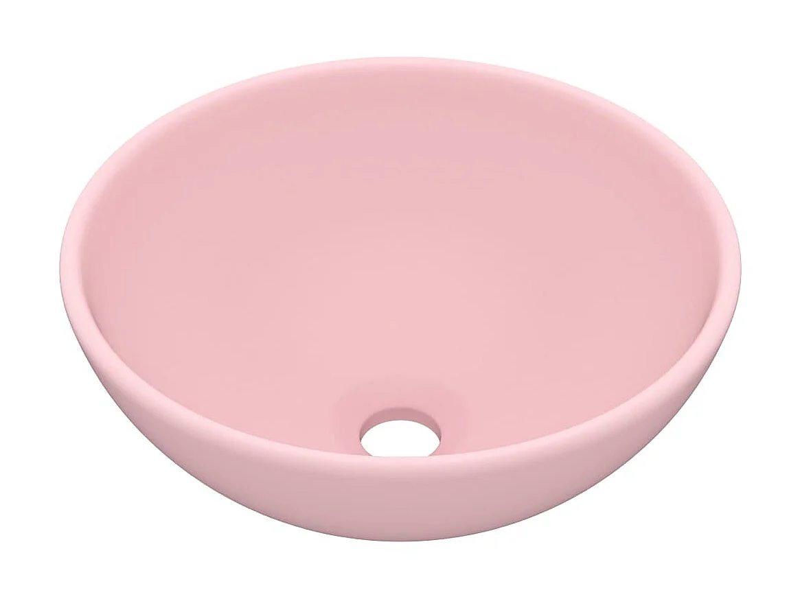 Lavabo de lujo redondo cerámica rosa mate 32,5x14 cm ES66408
