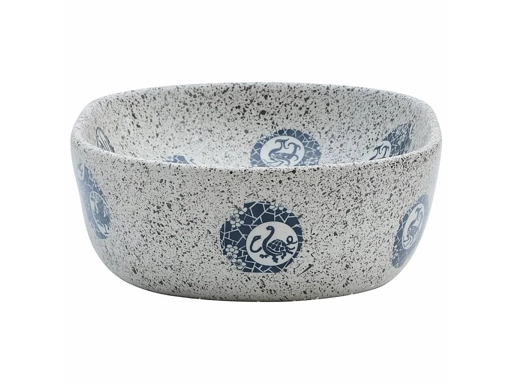 Lavabo sobre encimera ovalado cerámica gris y azul 47x33x13 cm ES66366