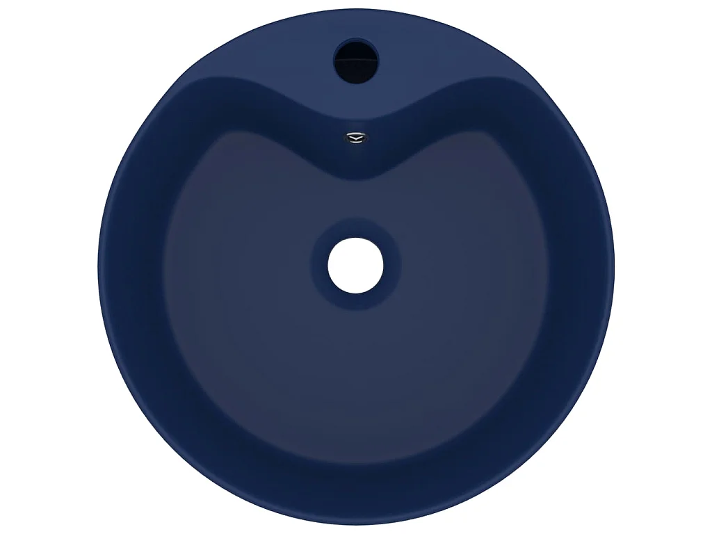 Vasque de luxe avec trop-plein Bleu foncé mat 36x13cm Céramique WVGQ1413