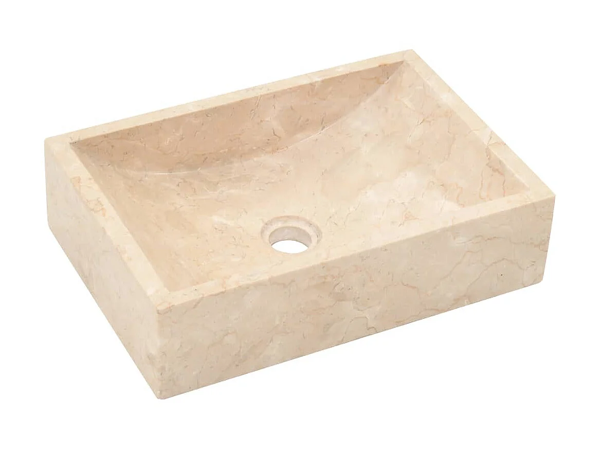 Lavabo de mármol crema con brillo 45x30x12 cm ES66618