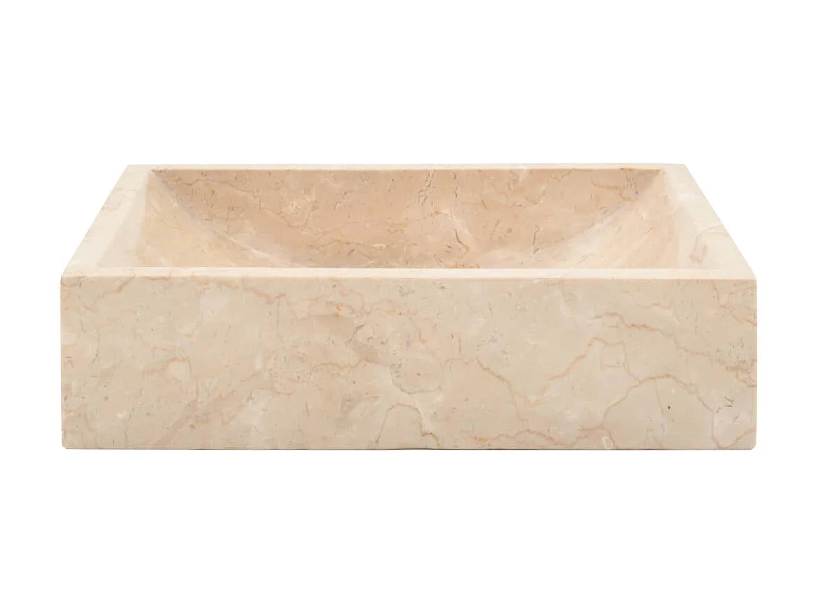 Lavabo de mármol crema con brillo 45x30x12 cm ES66618