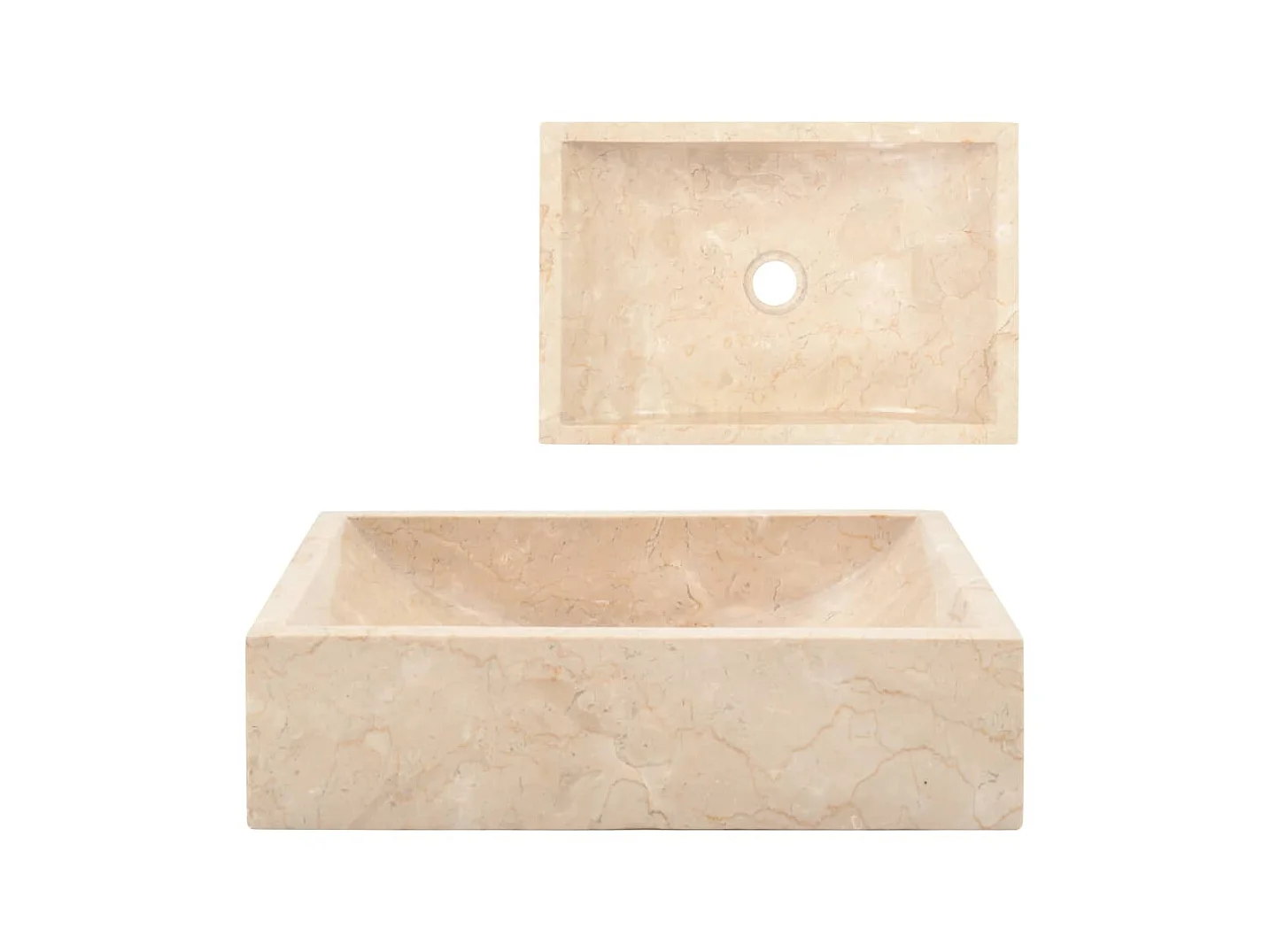 Vasque 45x30x12 cm marbre crème brillant WVGQ4389