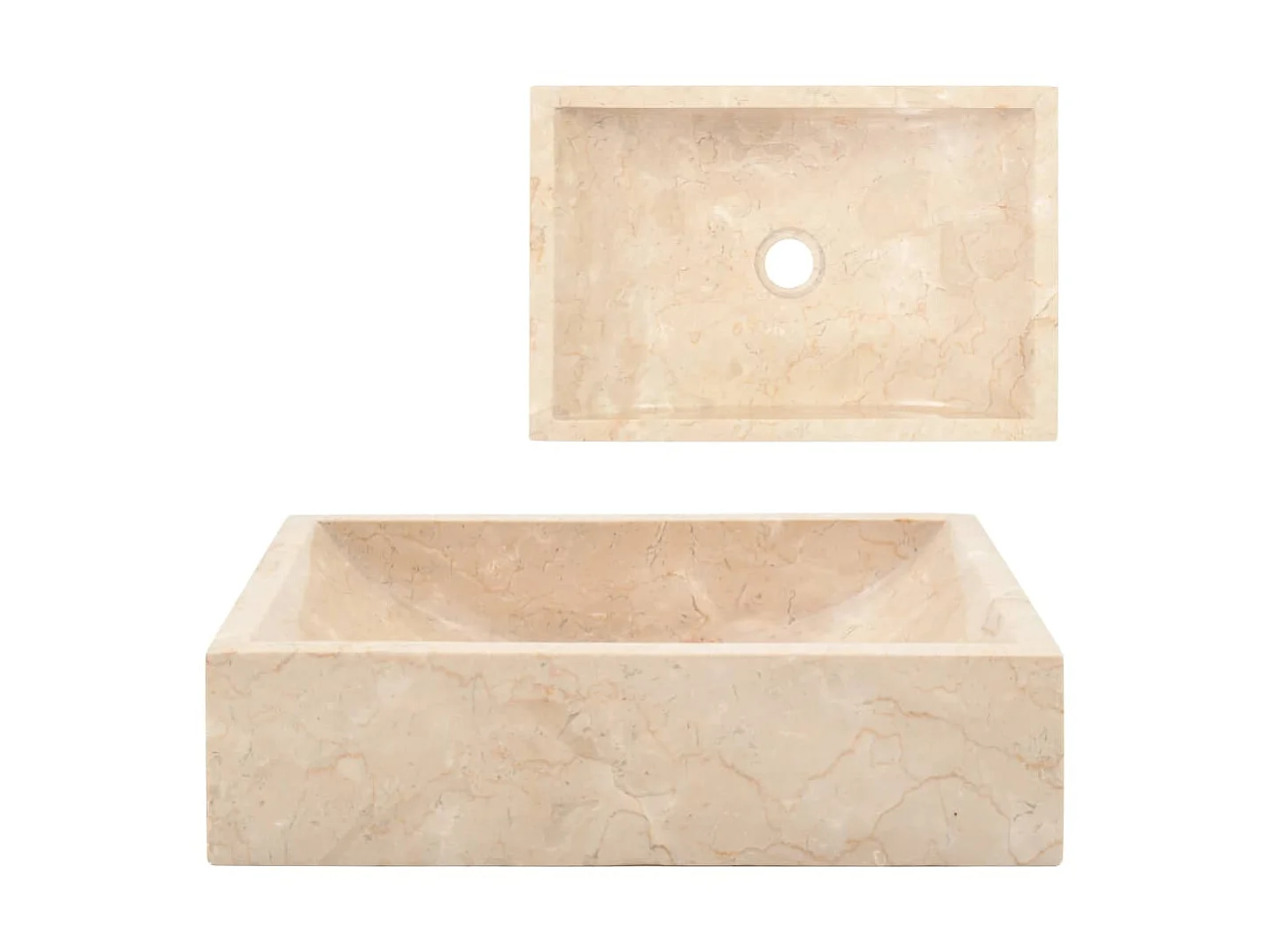 Vasque 45x30x12 cm marbre crème brillant WVGQ4389