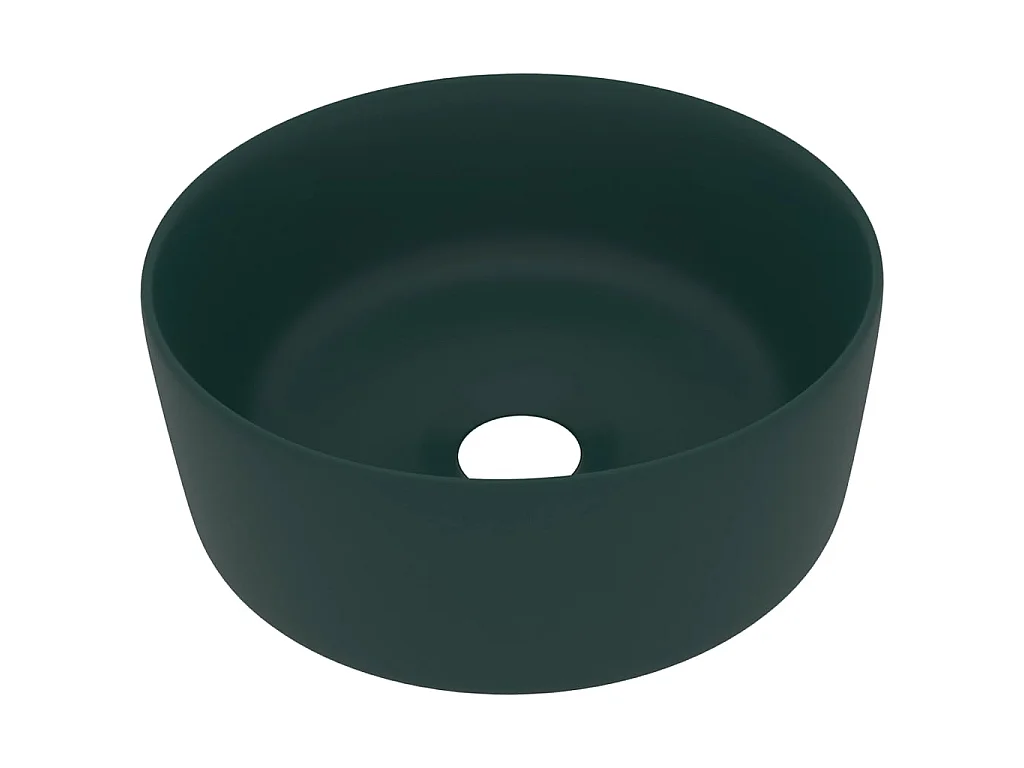 Lavatório luxuoso redondo 40x15cm cerâmica verde-escuro mate PT775225