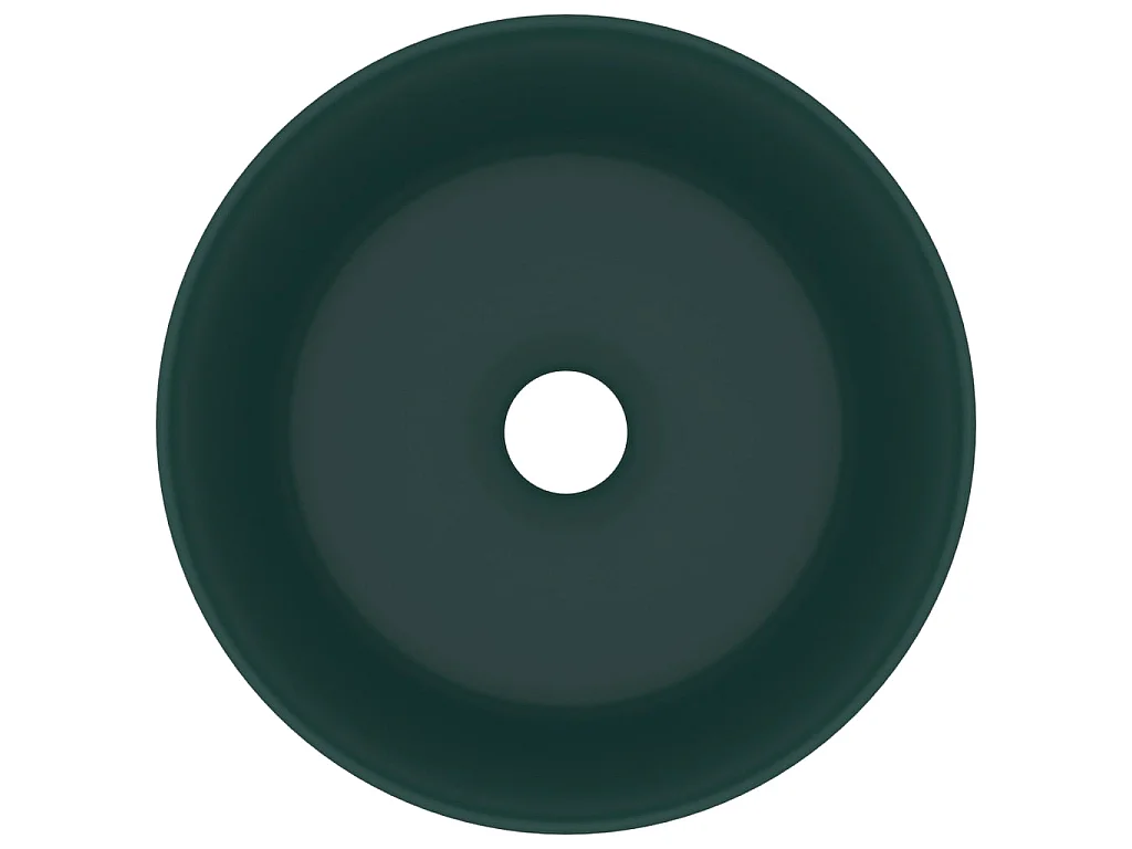 Lavatório luxuoso redondo 40x15cm cerâmica verde-escuro mate PT775225