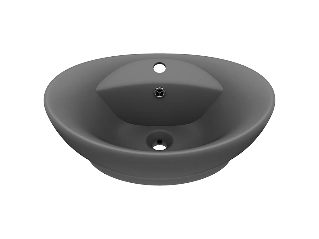 Lavatório luxuoso oval 58,5x39 cm cerâmica cinza-escuro mate PT905546