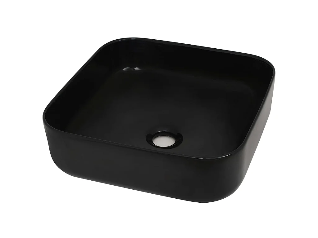 Lavabo cuadrado de cerámica negro 38x38x13,5 cm ES66291