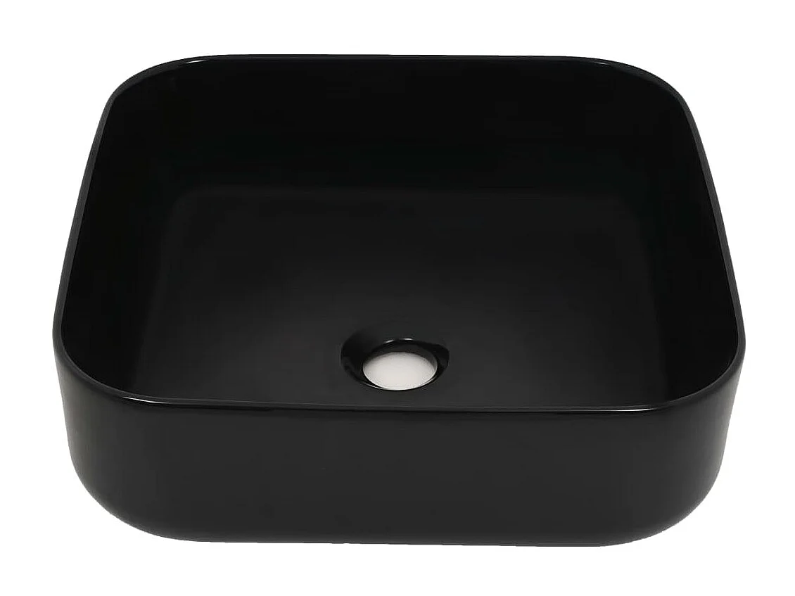 Lavabo cuadrado de cerámica negro 38x38x13,5 cm ES66291