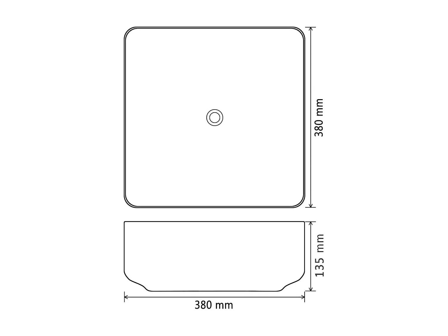 Lavabo cuadrado de cerámica negro 38x38x13,5 cm ES66291