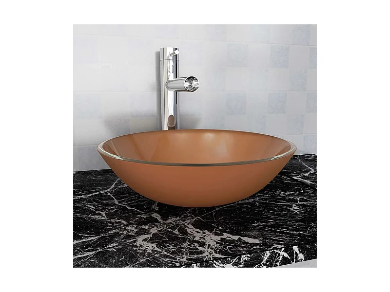 Vasque Verre trempé 42 cm Marron WVGQ6179