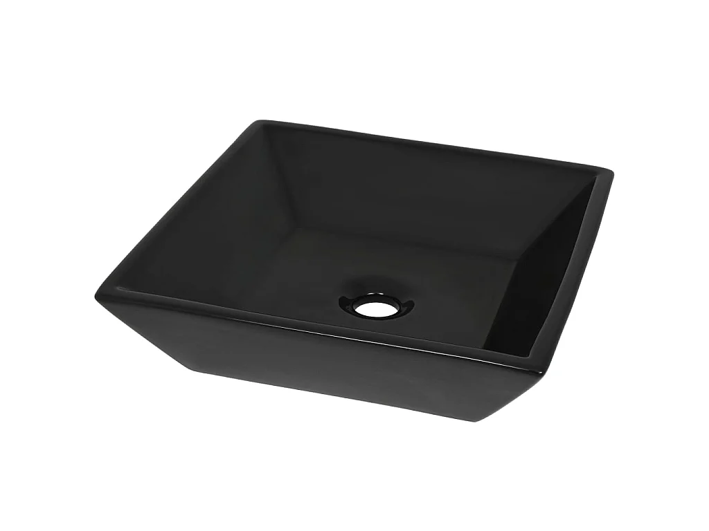 Lavabo cuadrado de cerámica negro 41,5x41,5x12 cm ES66494