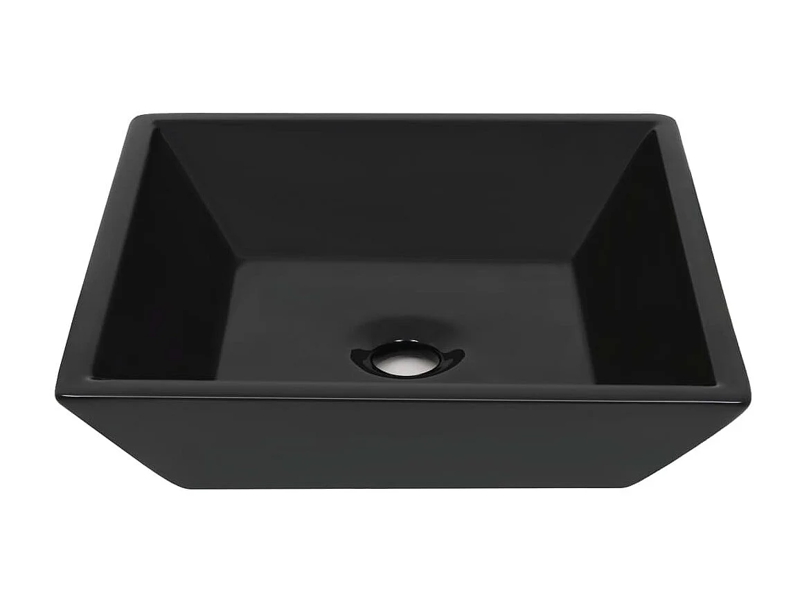 Lavabo cuadrado de cerámica negro 41,5x41,5x12 cm ES66494