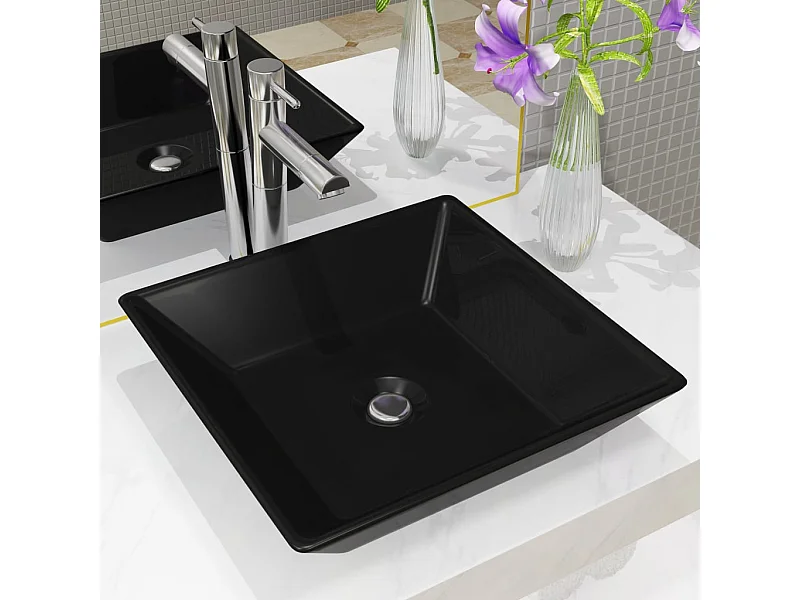 Vasque Céramique carré Noir 41,5 x 41,5 x 12 cm WVGQ2705