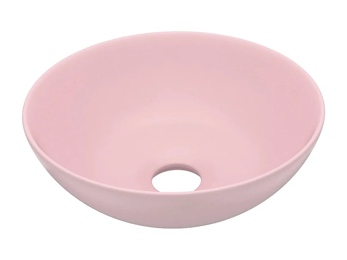 Lavabo de cuarto de baño redondo cerámica rosa mate ES66426