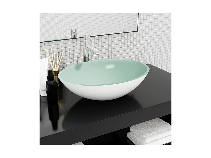 Lavatório 50x37x14 cm vidro branco PT789965