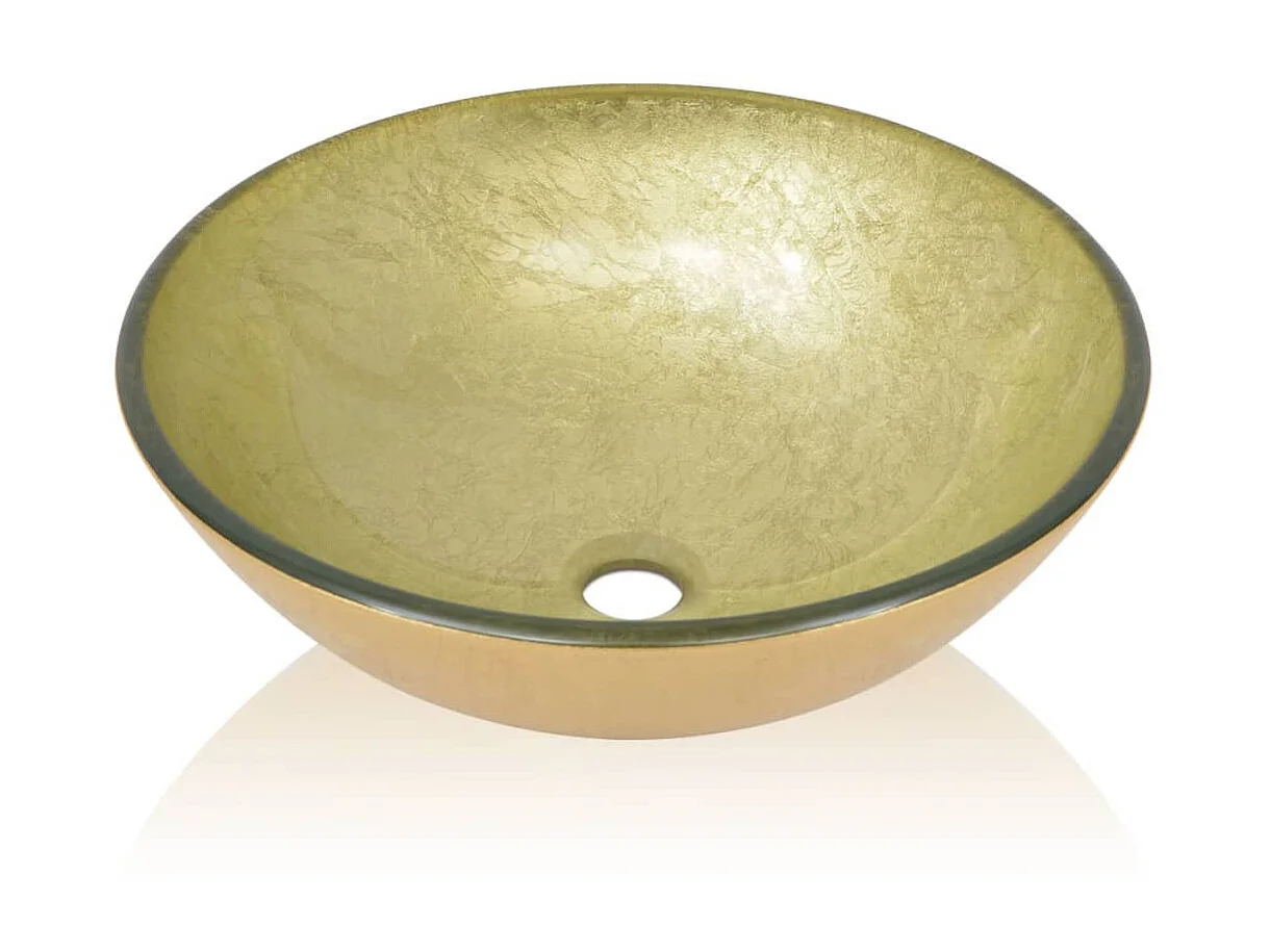 Lavabo de vidrio templado dorado 42 cm ES66609