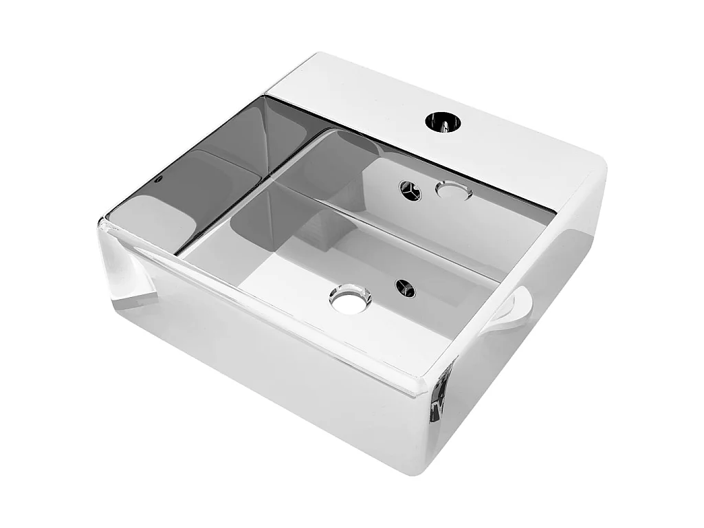 Lavabo con rebosadero 41x41x15 cm cerámica plateado ES66590