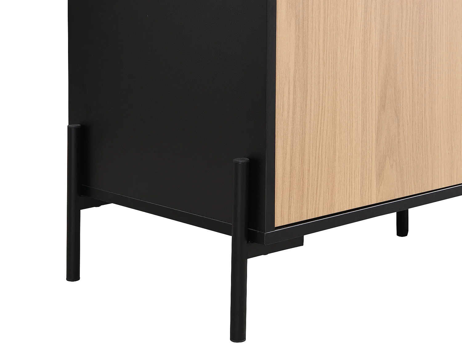 Aparador com 1 porta e 3 gavetas preto e natural claro - GLARODI