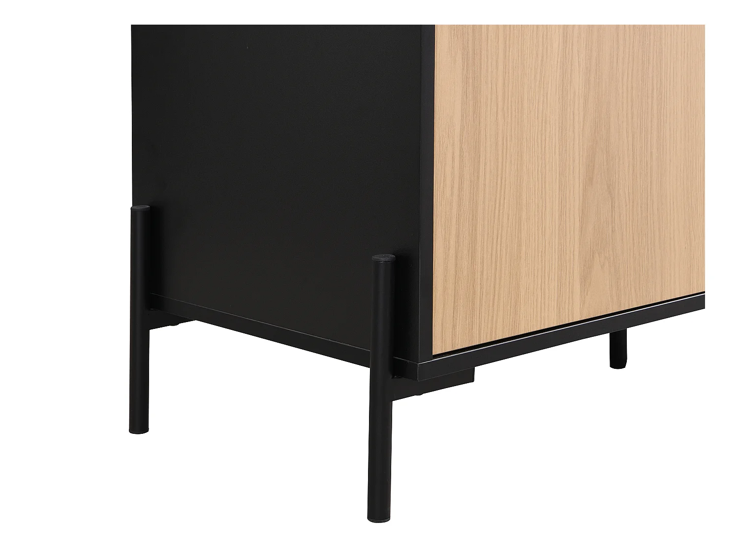 Credenza con 1 anta e 3 cassetti Nero e naturale chiaro  - GLARODI