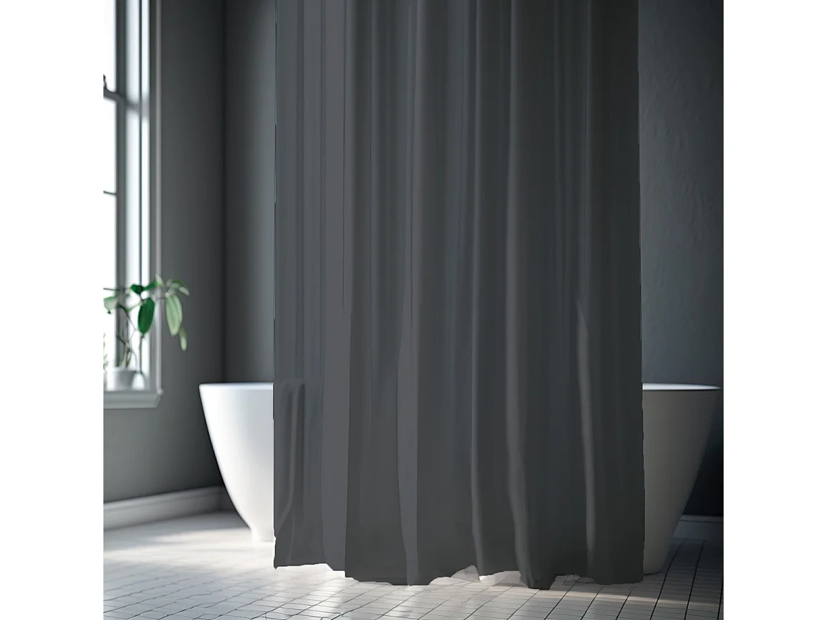Rideau de douche uni en polyester ESSENTIEL