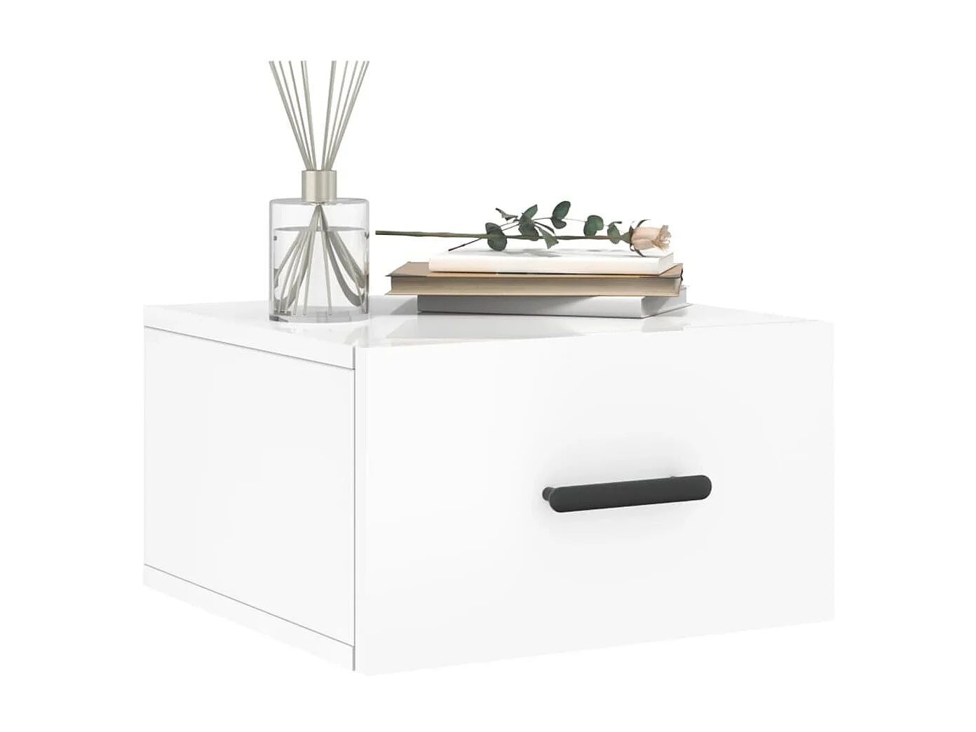 Lot de 2 Tables de chevet murales blanc brillant 35x35x20 cm WVGQ1098